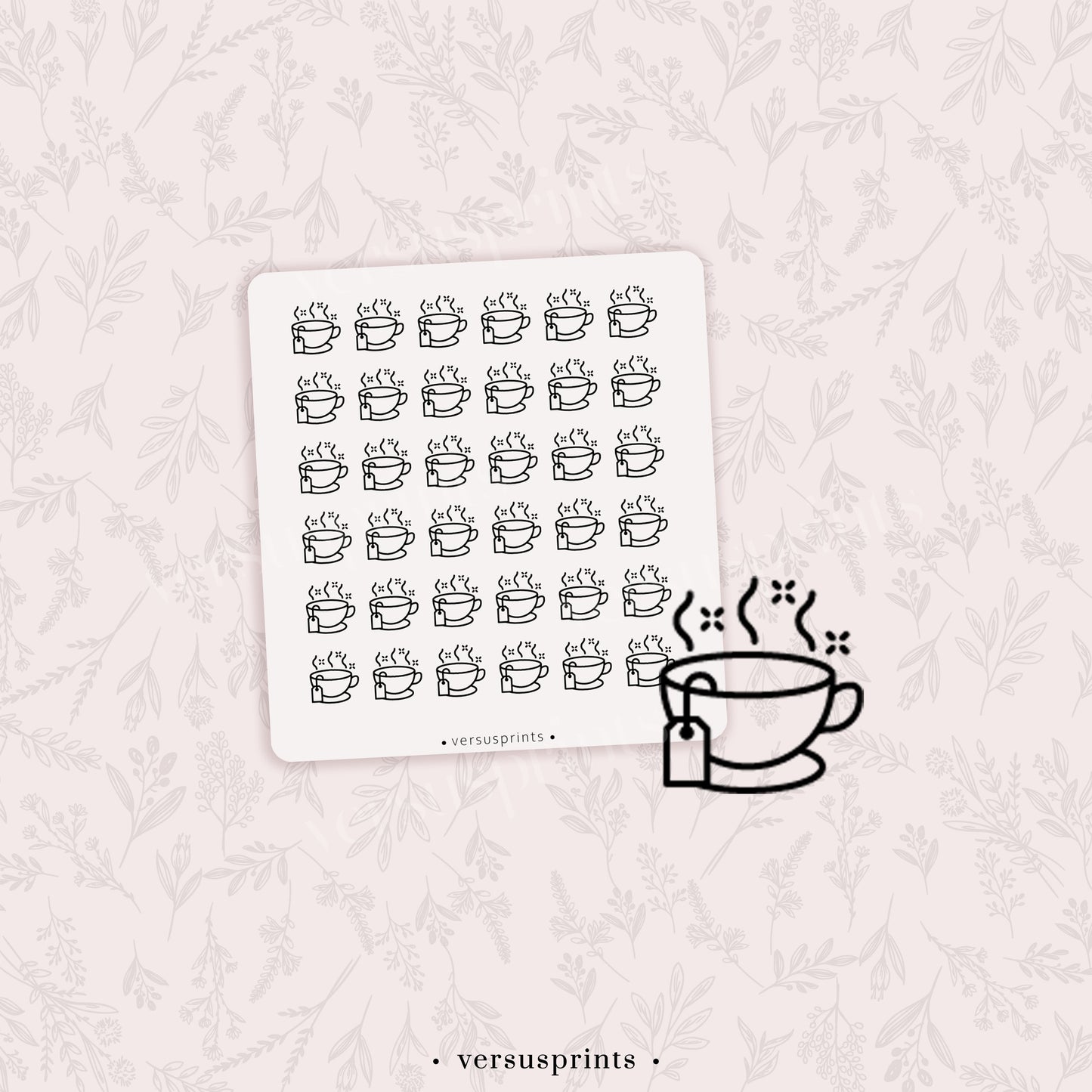 Adesivi Trasparenti Icone Funzionali, Tazza di The