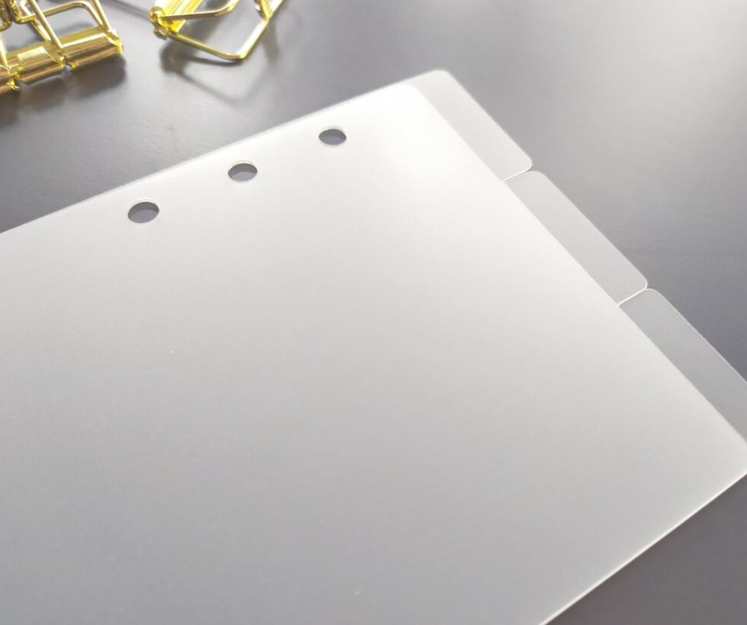 Blank Frosted PVC Dividers With Top Tabs
