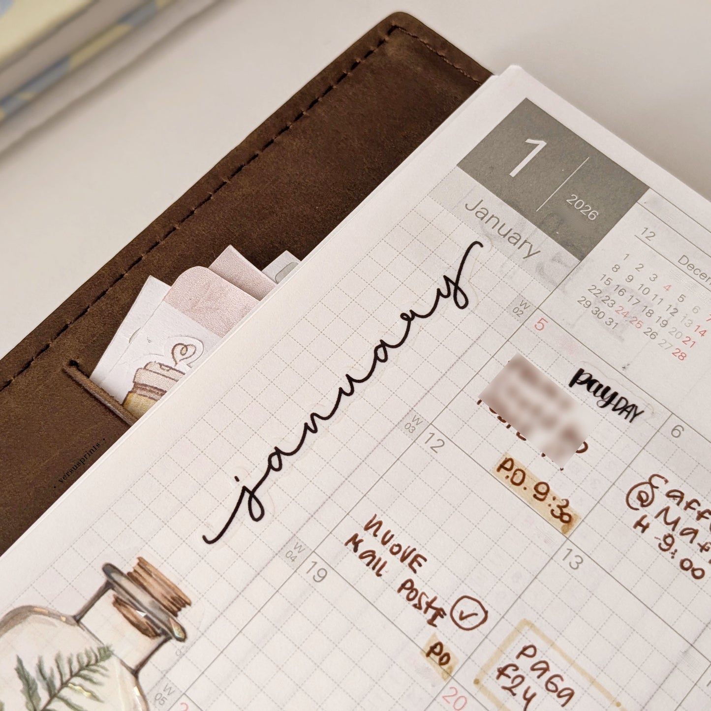 Clear Monthly Stickers for Journals and Planners, Script Text