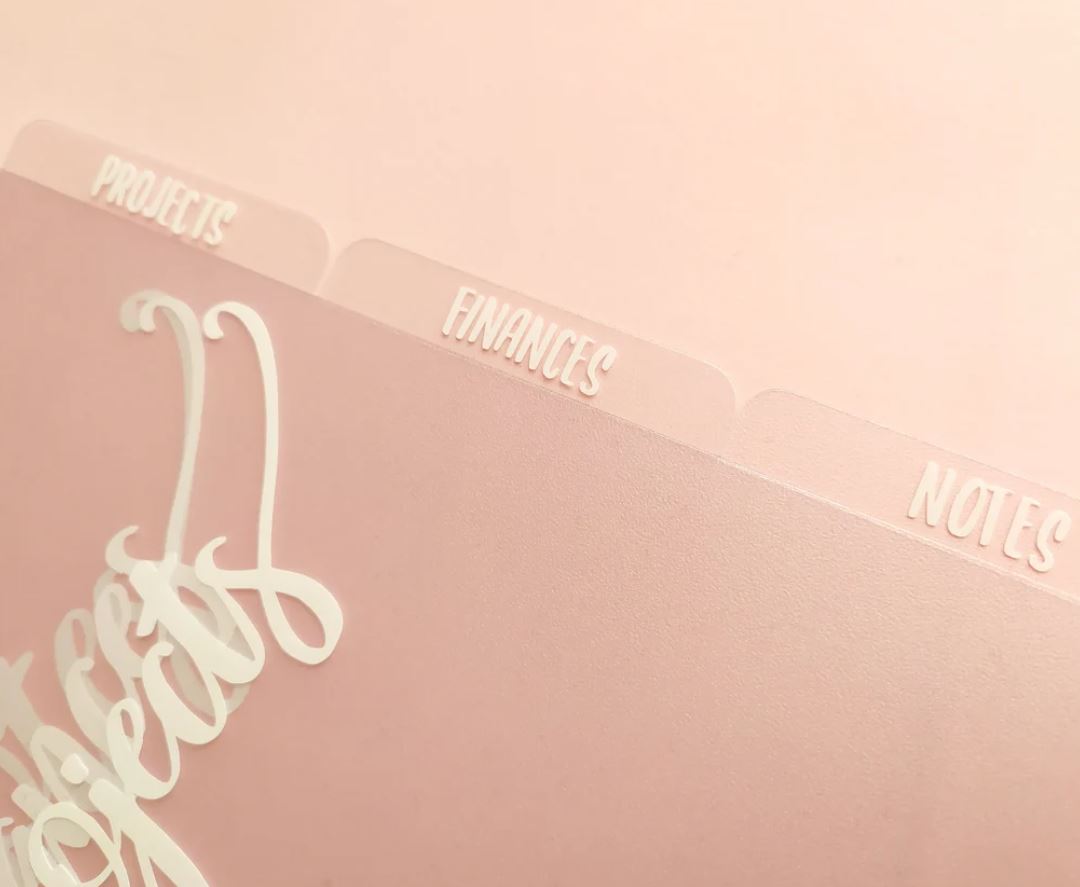 Clear Frosted PVC Dividers with White Vinyl Custom Text