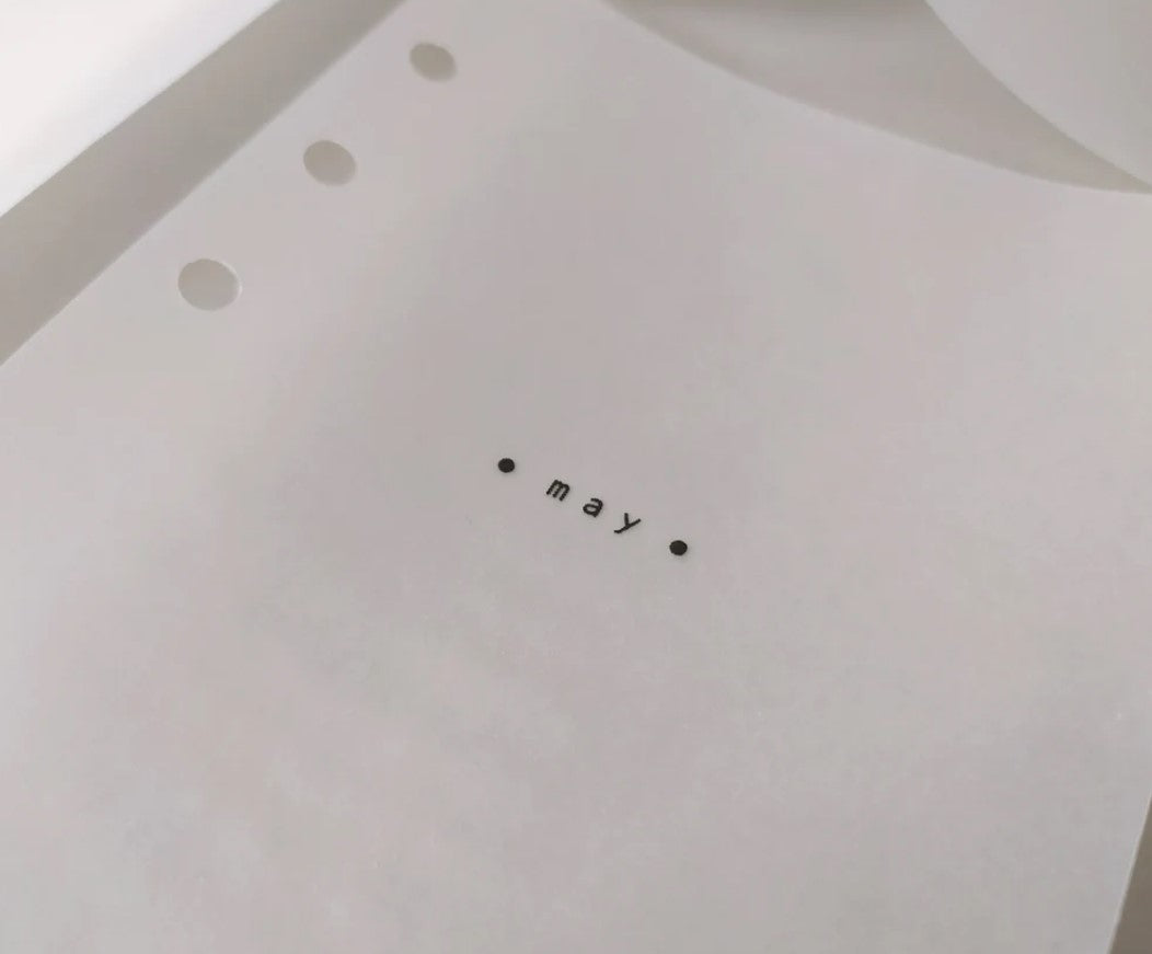 Monthly Dashboards, Set of 12 Minimal Black and White Vellum Inserts