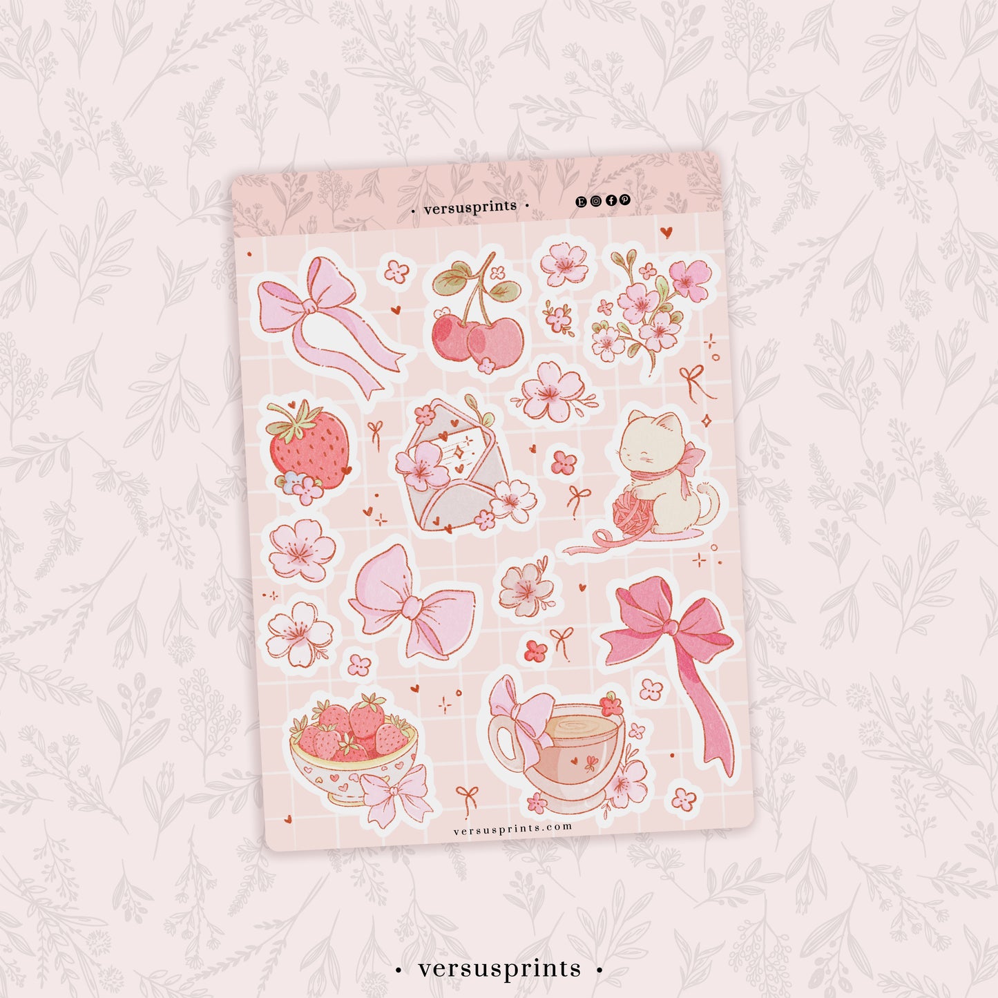 Cherry Blossom Planner Sticker Sheet, Floral Sticker for Journaling (Part 1)
