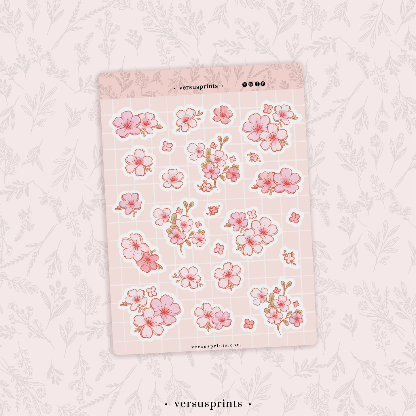 Cherry Blossom Planner Sticker Sheet, Floral Sticker for Journaling (Part 2)