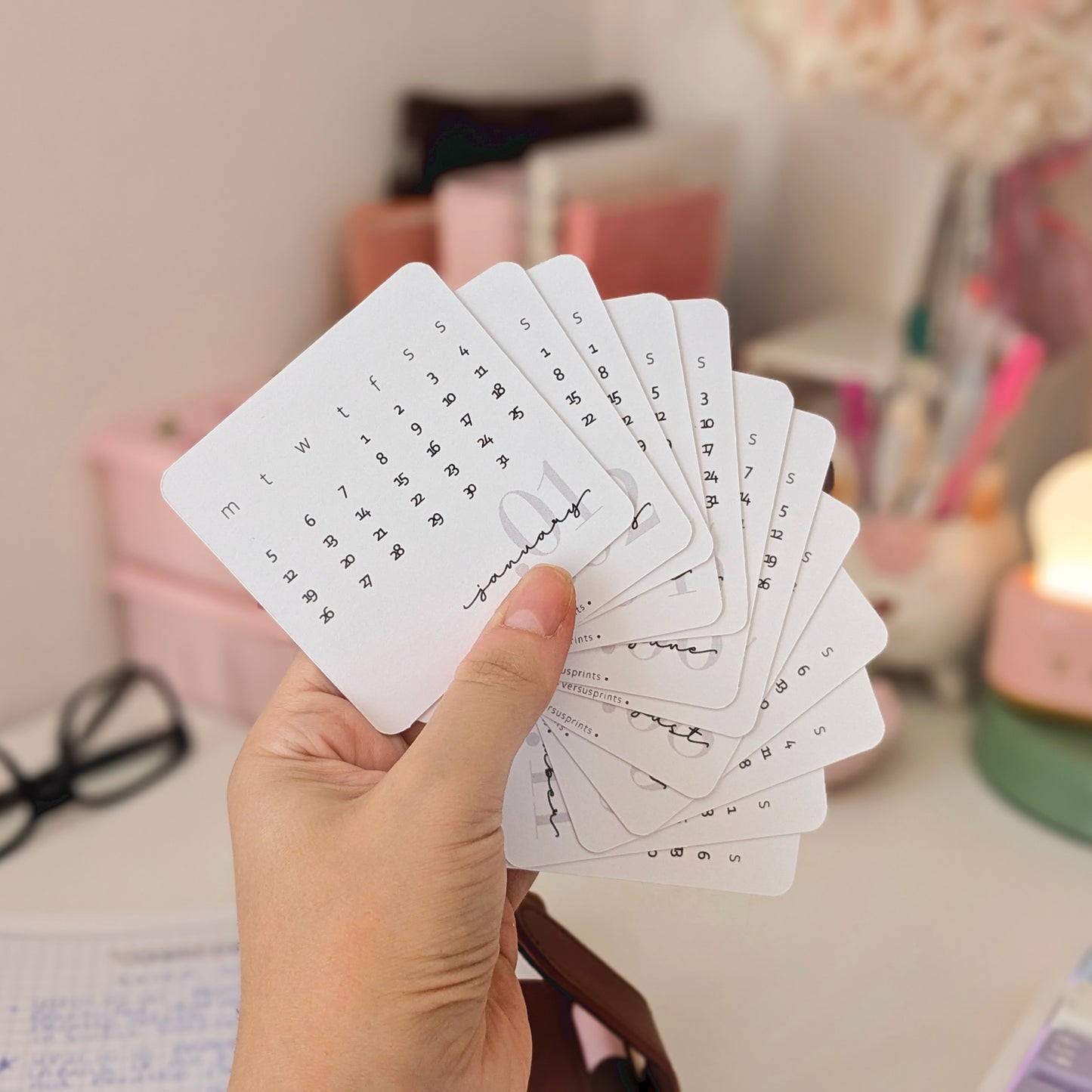 NEW Set di 12 Planner Cards Mensili 2026, Cartoncino 300gsm