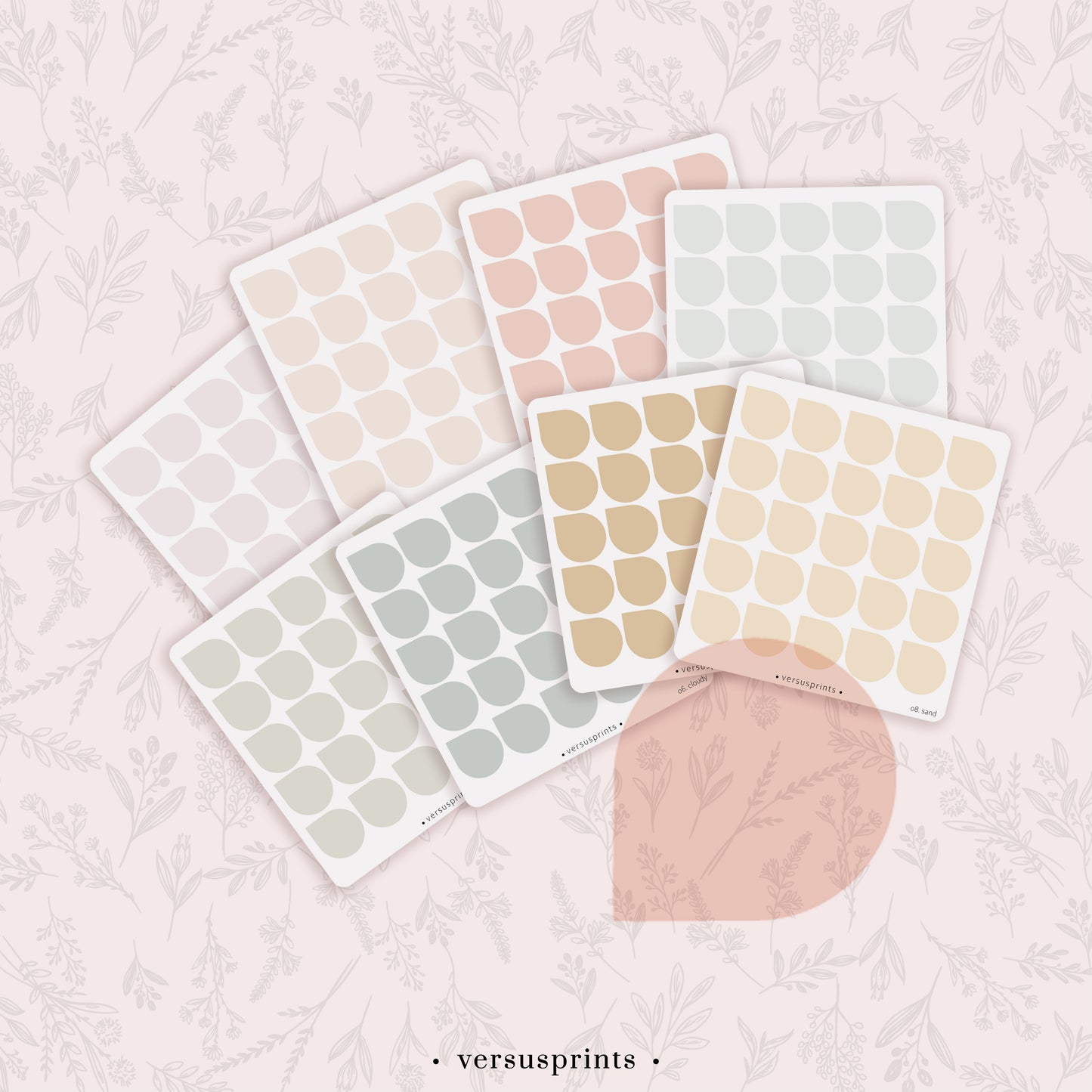 Transparent Drop Stickers, 8 Colors