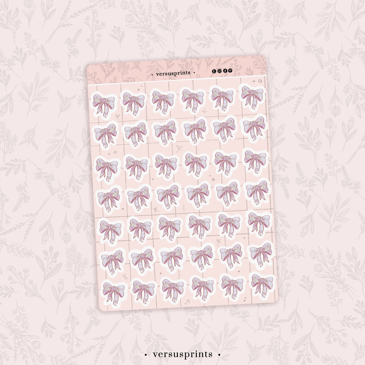 Mini Bows Stickers Set of 42, Hand-Drawn Planner Accessories, Ribbon Stickers