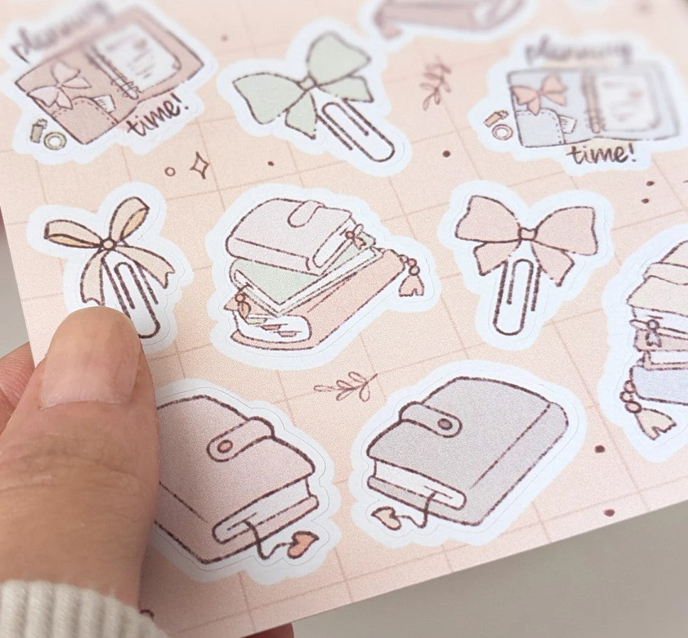 Adesivi Decorativi Agende e Planner, Planning Time, Colori Pastello, Disegnati a Mano