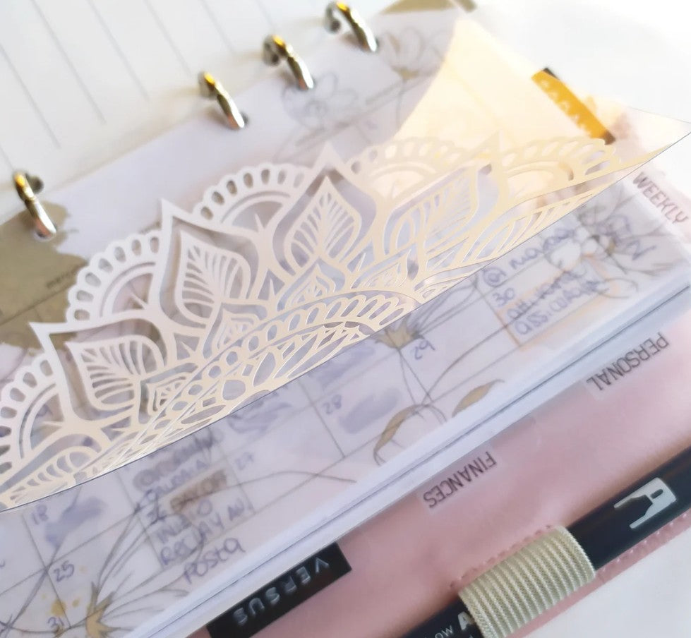 Clear PVC Planner Dashboard, Transparent Mandala Insert for Ring Planners
