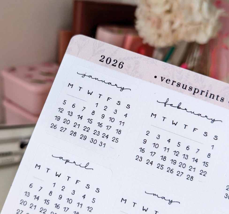 Adesivi Calendario 2026 per Planner e Agende, Mini Sticker 12 Mesi