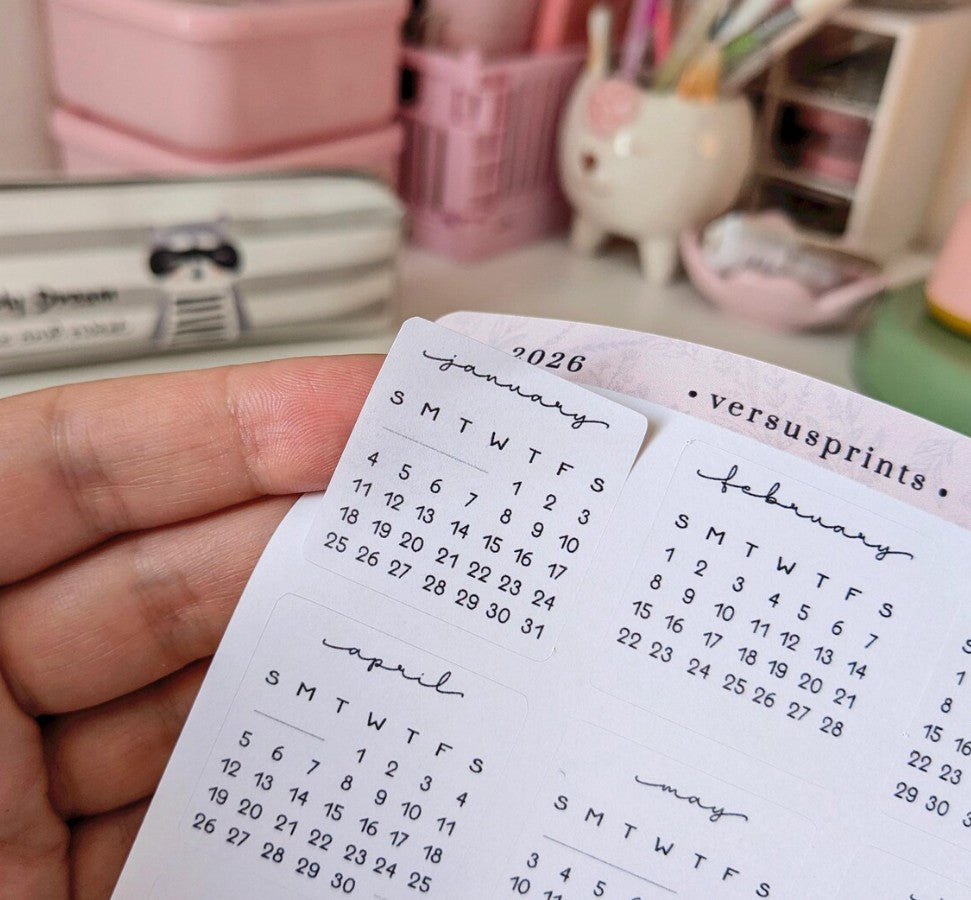 Adesivi Calendario 2026 per Planner e Agende, Mini Sticker 12 Mesi