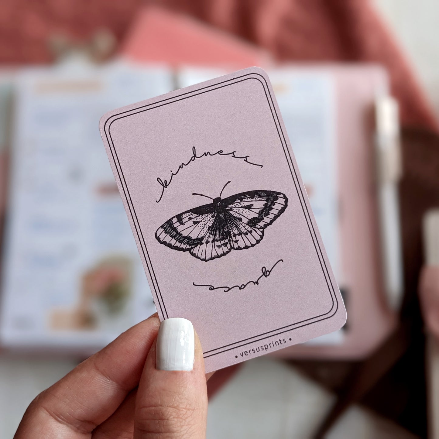 Journaling Card, Motivational Page Marker, Minimalist Deco Card 'Kindness & Grace'