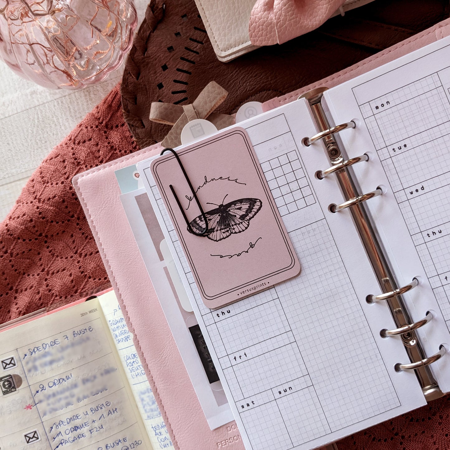 Journaling Card, Motivational Page Marker, Minimalist Deco Card 'Kindness & Grace'