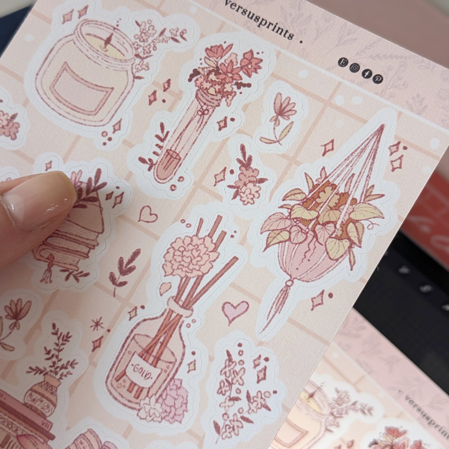 Books, Candles and Flowers Planner Stickers, Cozy Aesthetic, Neutral Palette, Pink Cottage Theme