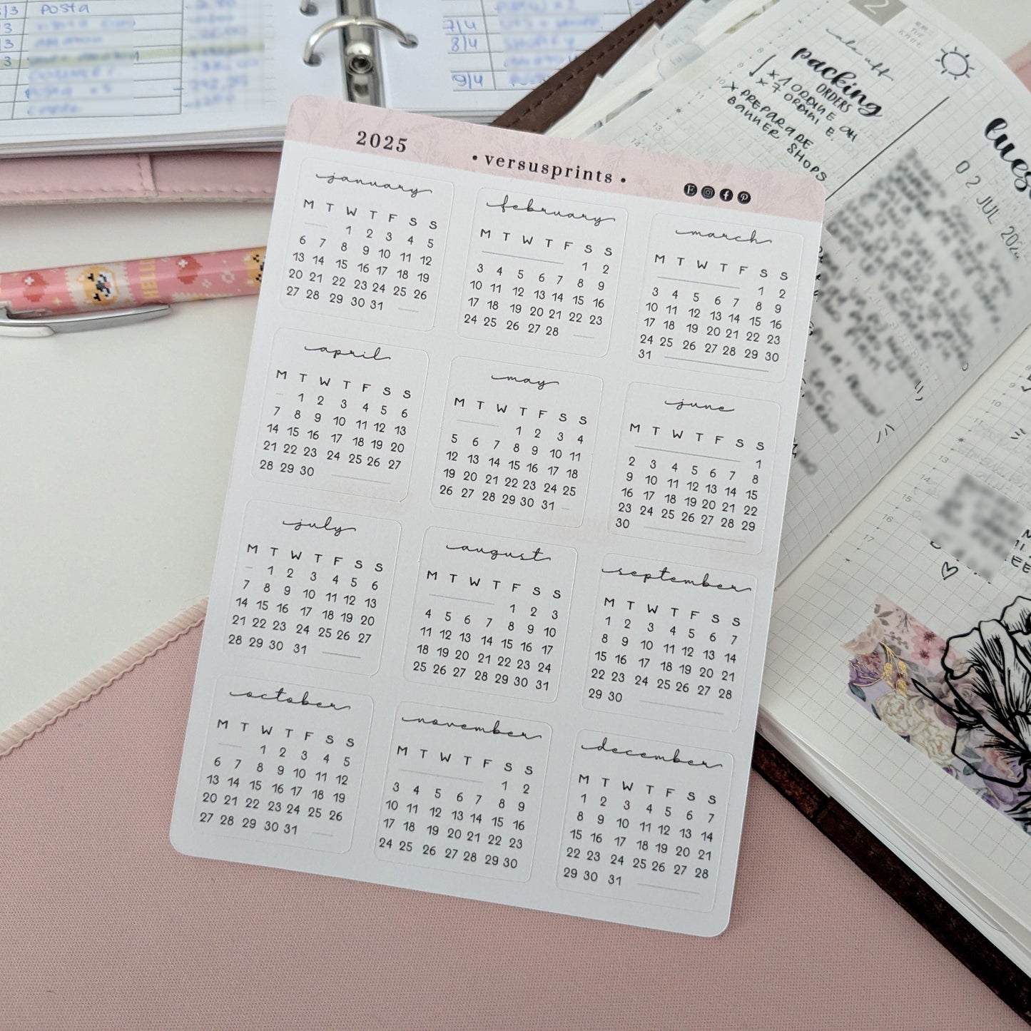 2025 calendar mini stickers
