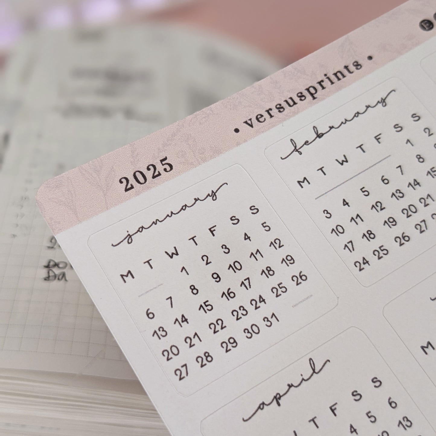 2025 calendar mini stickers
