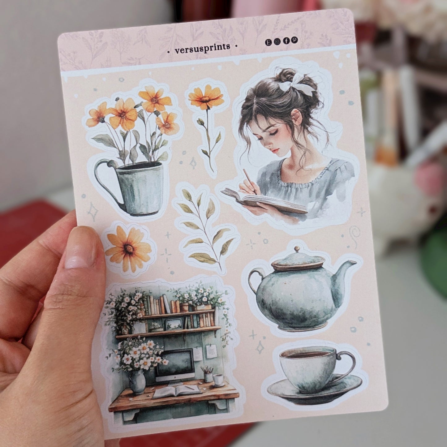Planner Stickers, Slow Studio Time, Decorative Journal Stickers for Tea Lovers
