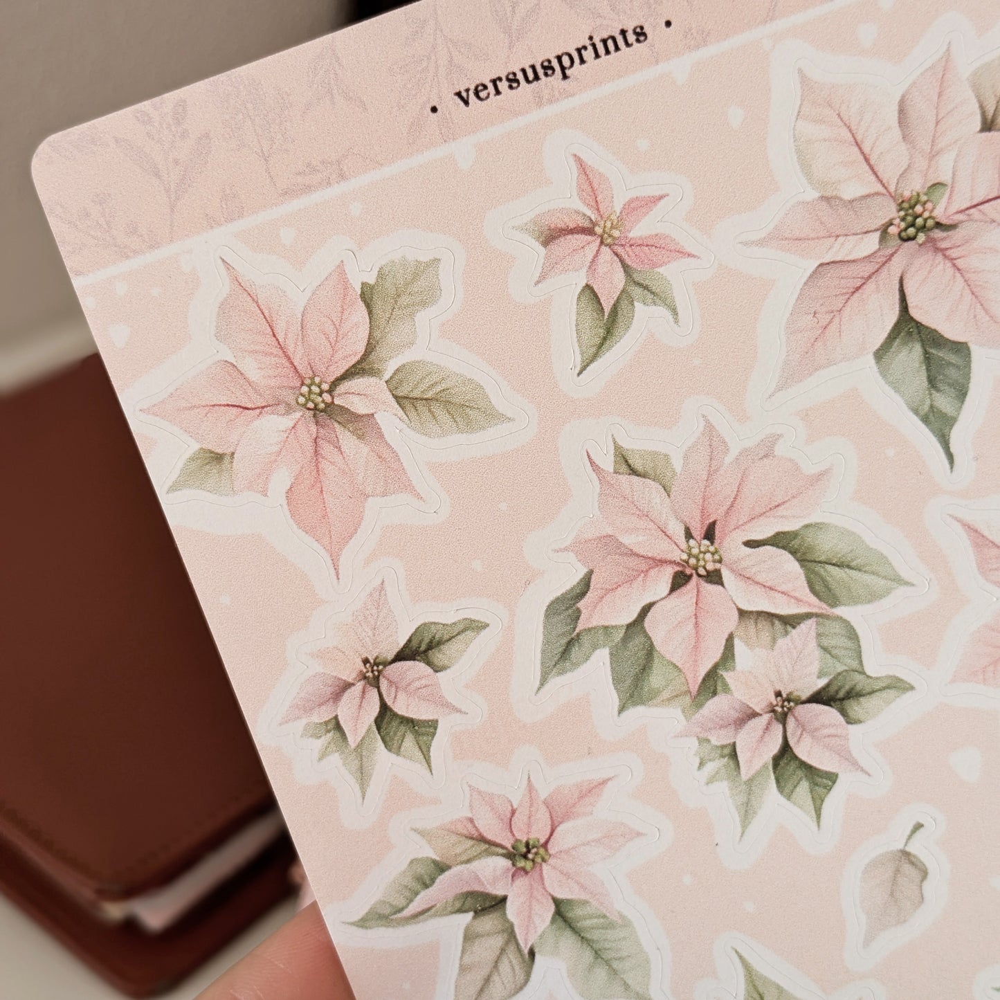 Poinsettia Sticker Sheet, Winter Rose Deco Stickers