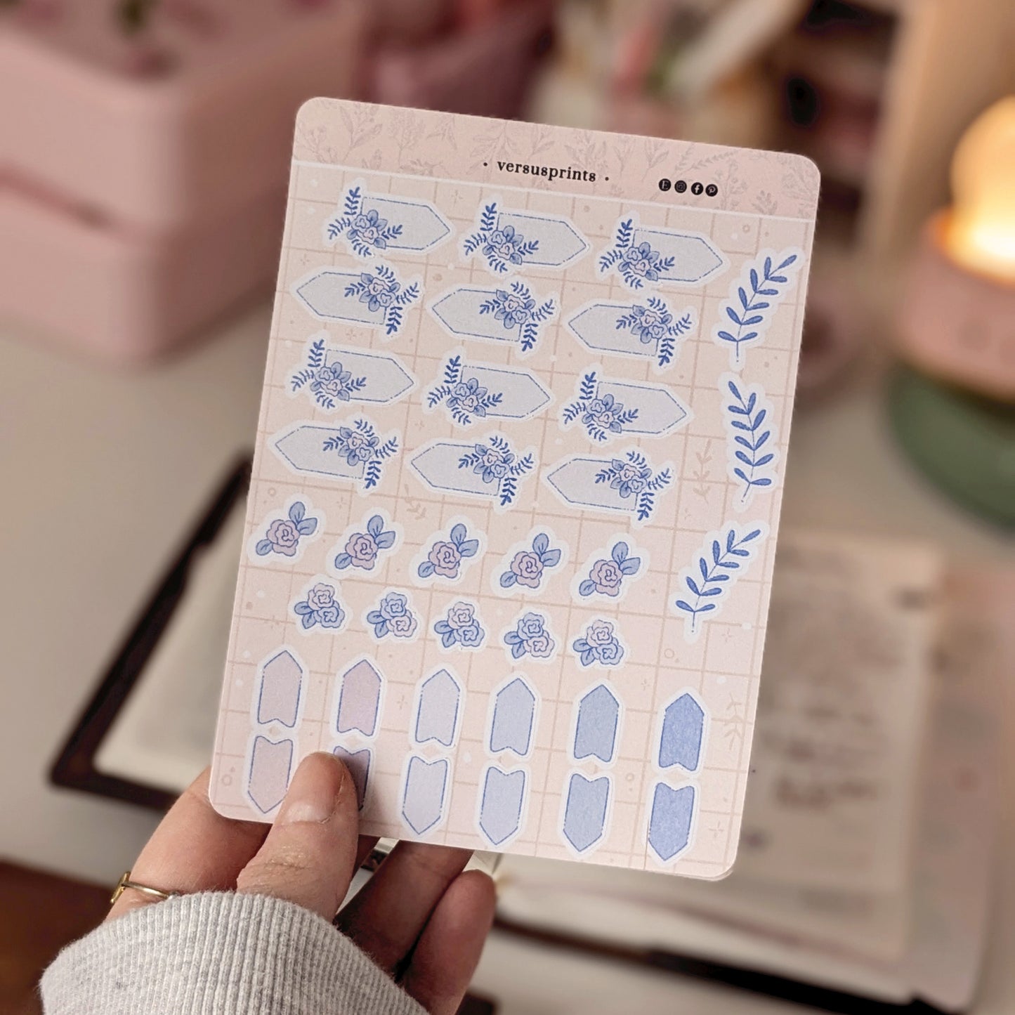 Adesivi Mini Rose per Journal e Planner, Tonalità Blu