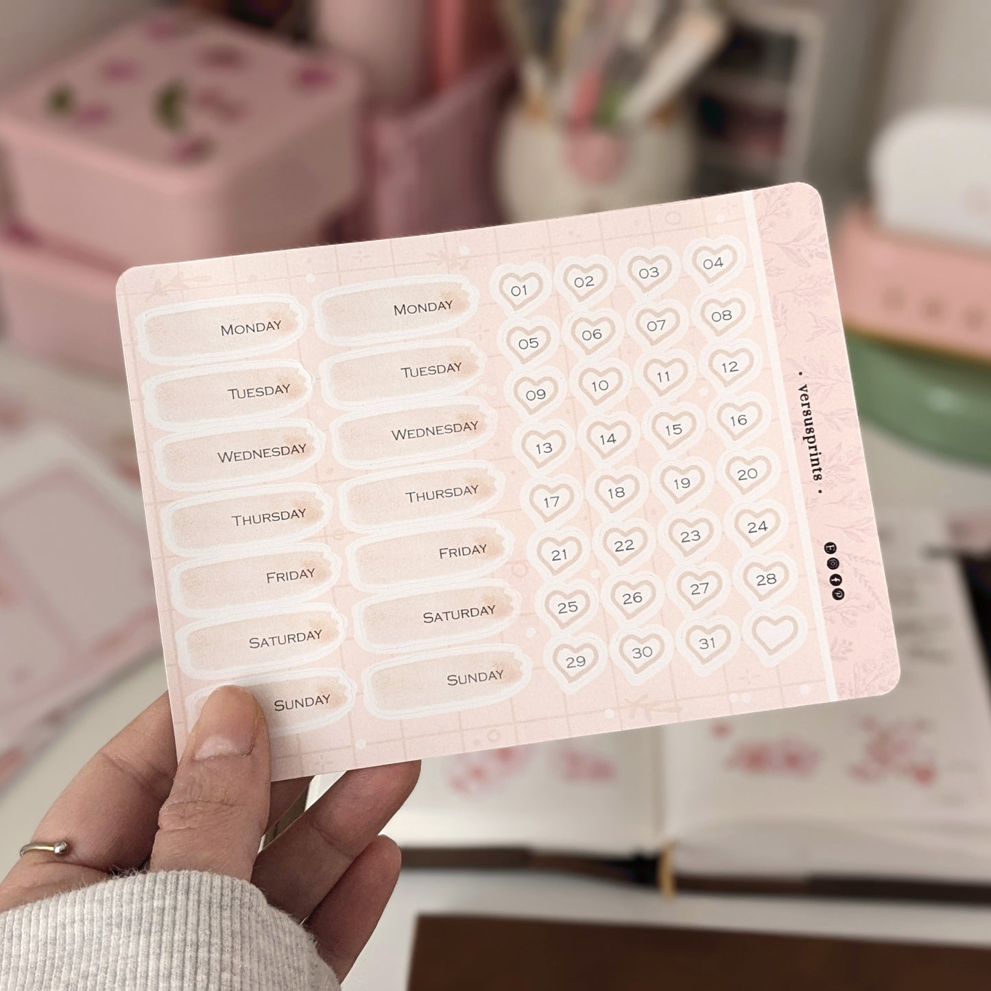 Date Cover Stickers, Pink Watercolor