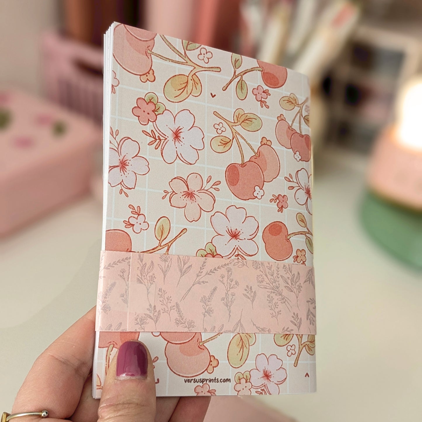 Cherry Blossom Paper Notebook, Hand Stitched, A5 / A6 Size