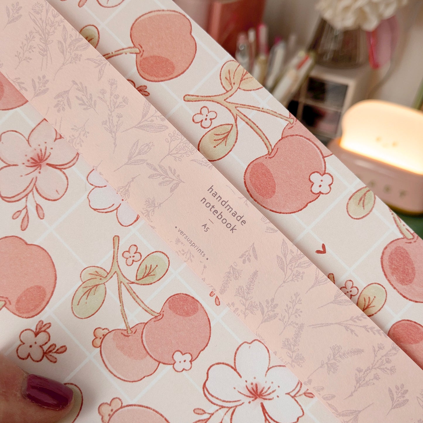 Cherry Blossom Paper Notebook, Hand Stitched, A5 / A6 Size