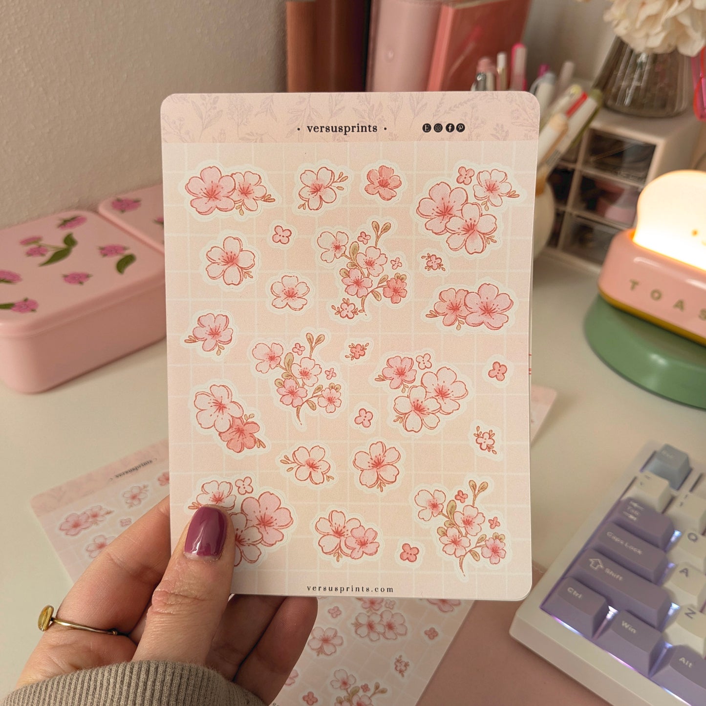 Cherry Blossom Planner Sticker Sheet, Floral Sticker for Journaling (Part 2)
