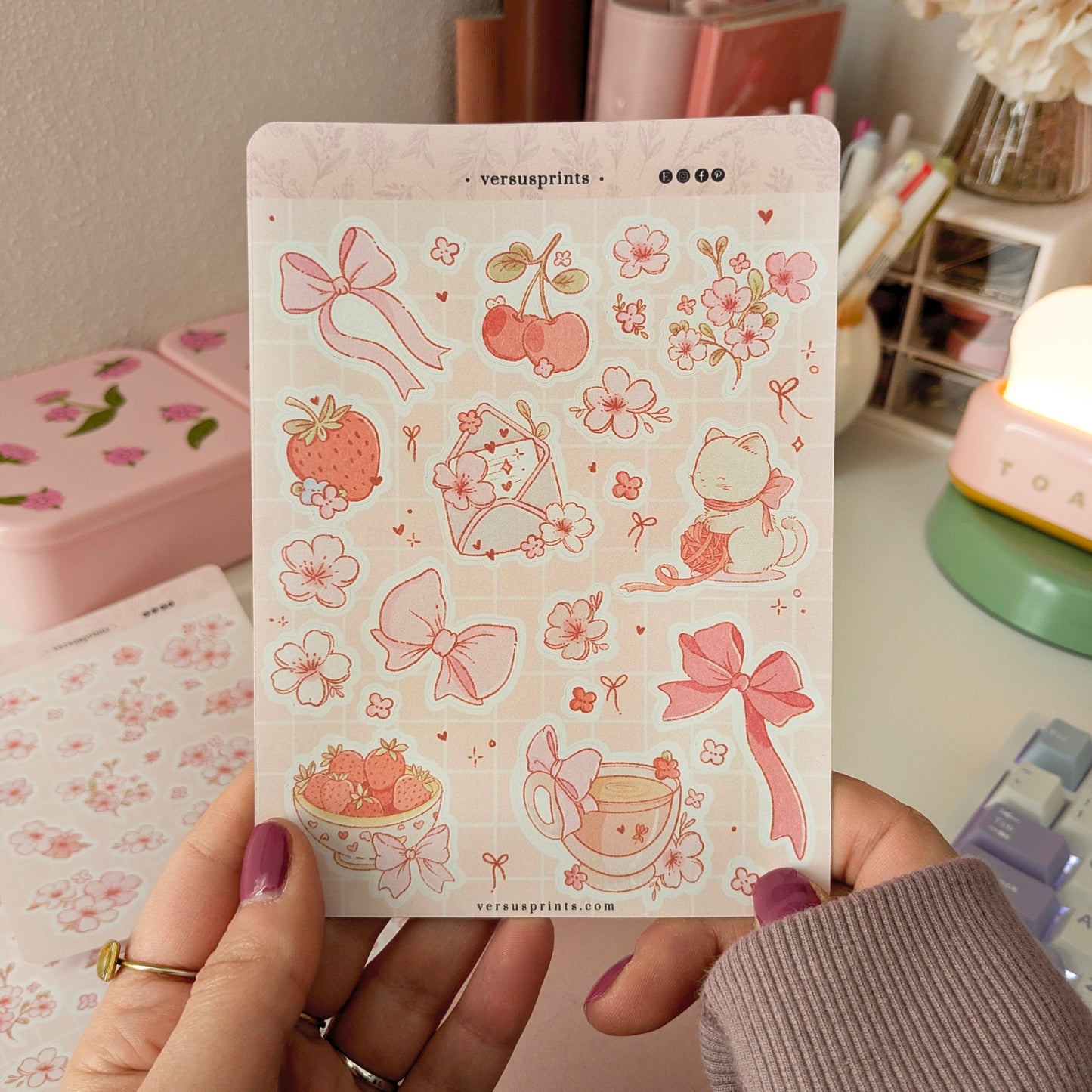 Cherry Blossom Planner Sticker Sheet, Floral Sticker for Journaling (Part 1)