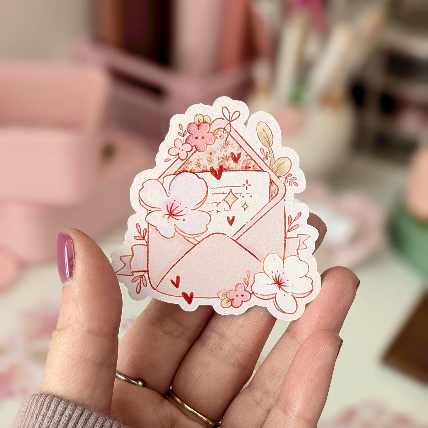 Happy Mail Die Cut Sticker, Hand Drawn, Semi-Gloss Vinyl