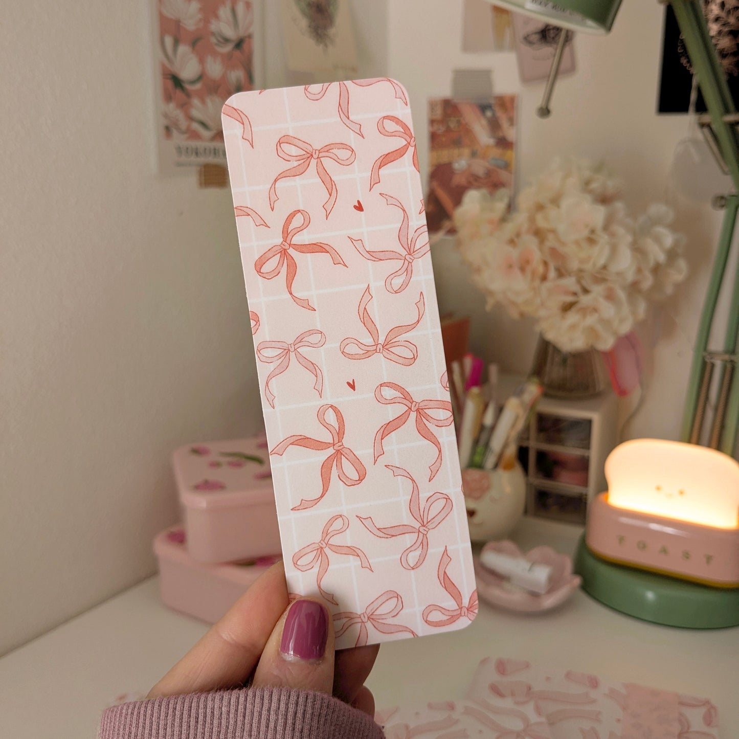 Coquette Style Bows Bookmark, 400gsm Cardstock, Laminated