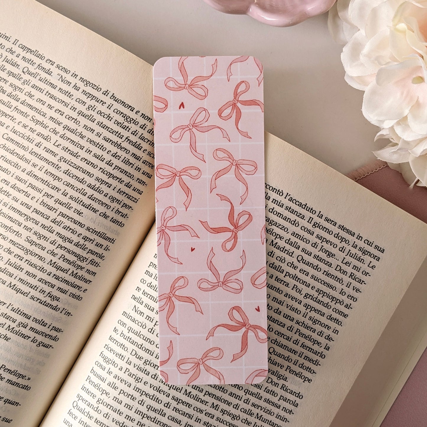 Coquette Style Bows Bookmark, 400gsm Cardstock, Laminated