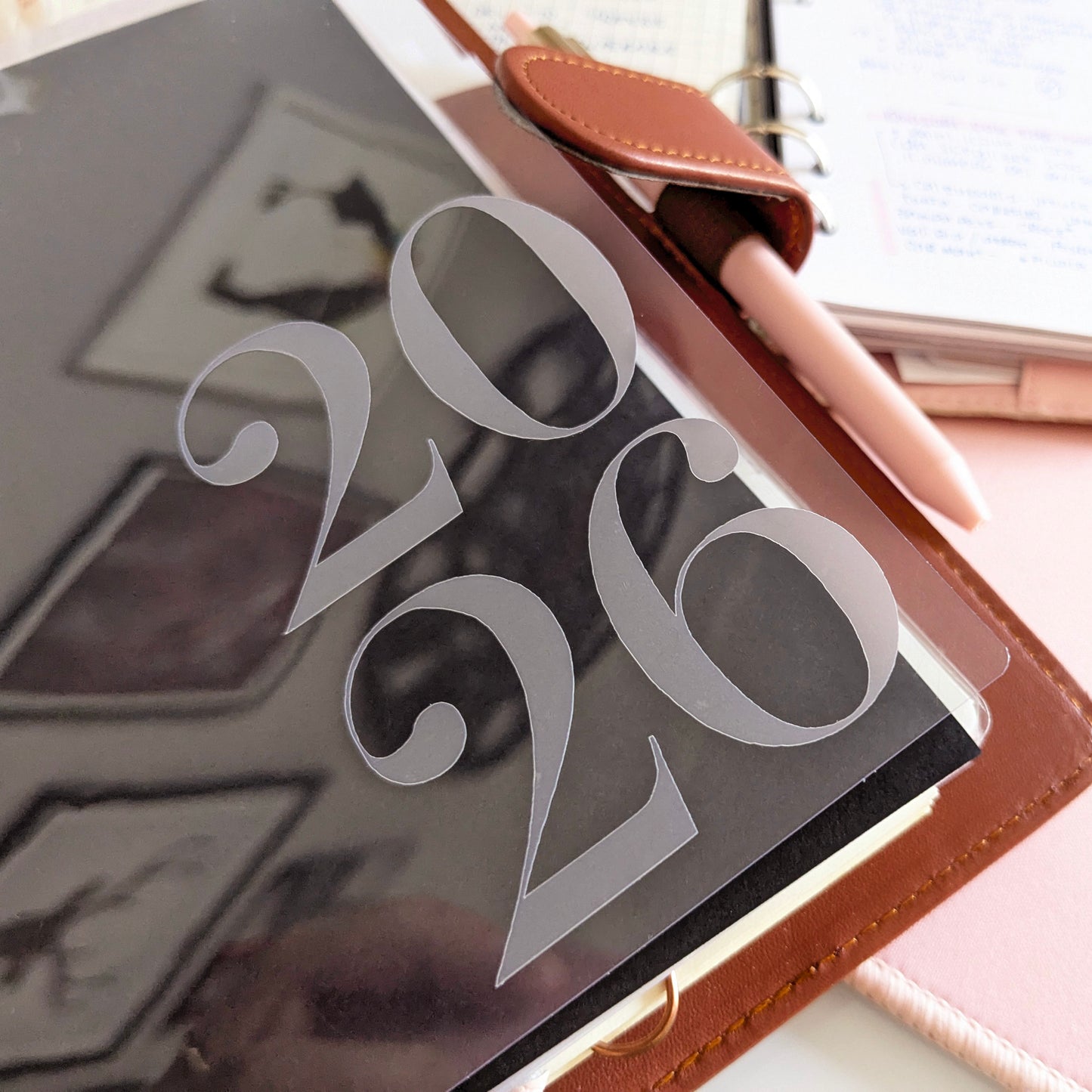 2026 Clear PVC Planner Dashboard with Frosted Text