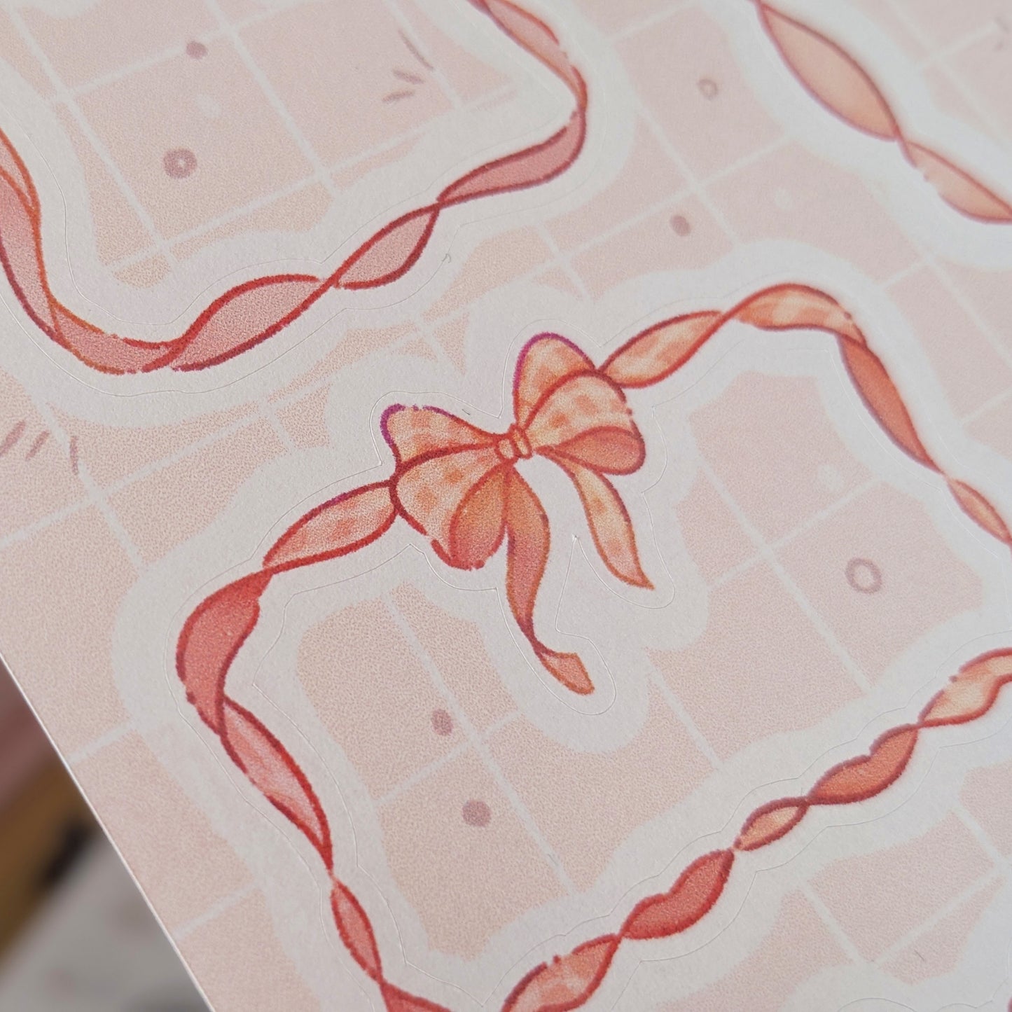 Adesivi a Forma di Cornice con Fiocchi, Sticker Coquette Rosa