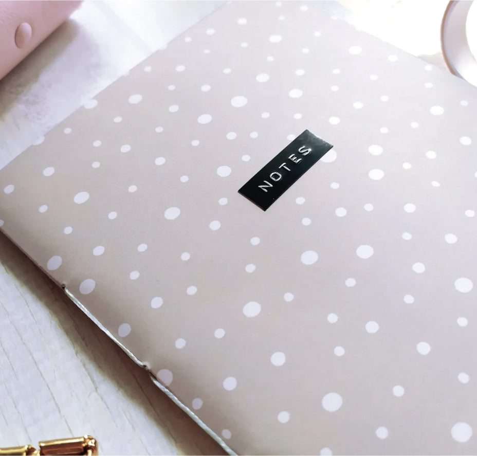 Hand-stitched Notebook, Neutral Palette Polka Dots Cover, 60 Pages, Plain, Dotted, Lined or Grid Paper