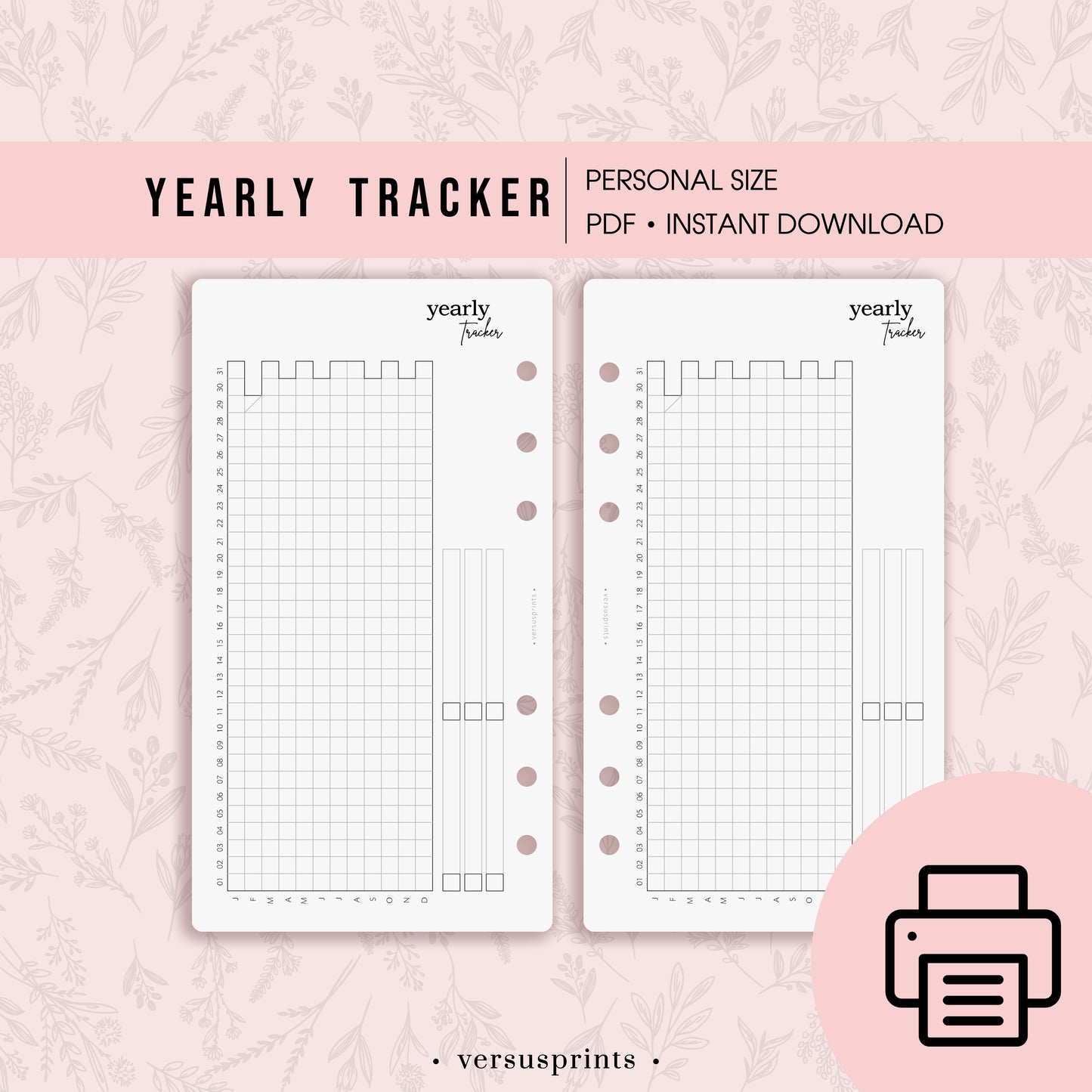 Tracker Annuale STAMPABILE per Abitudini e Umore, Agenda PERSONAL, File Digitale PDF