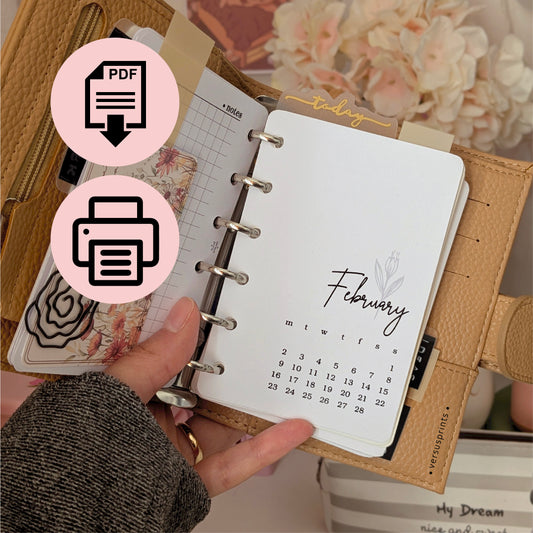 Refill Stampabile per Agenda POCKET, Calendario 2026 Mensile su 12 Pagine