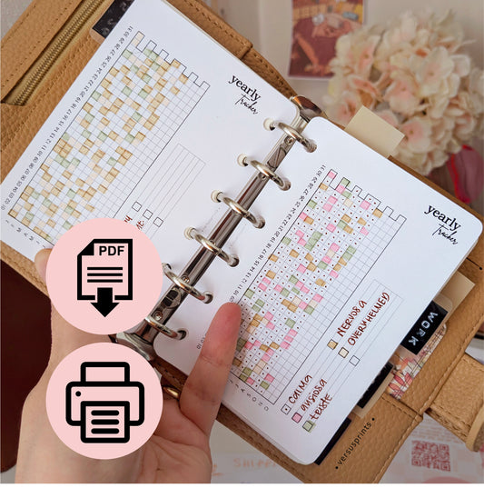 Tracker Annuale STAMPABILE per Abitudini e Umore, Agenda POCKET, File Digitale PDF