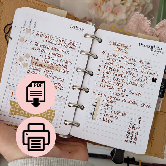Pagine Inbox STAMPABILI per Planner e Agende Pocket, Tasks Planning, Inserti Refill Fronte e Retro