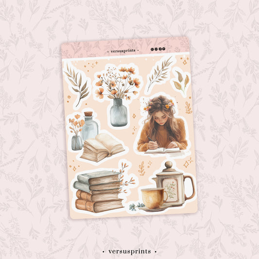 Fall Planner Sticker Sheet, Decorative Journal Stickers for Tea Lovers