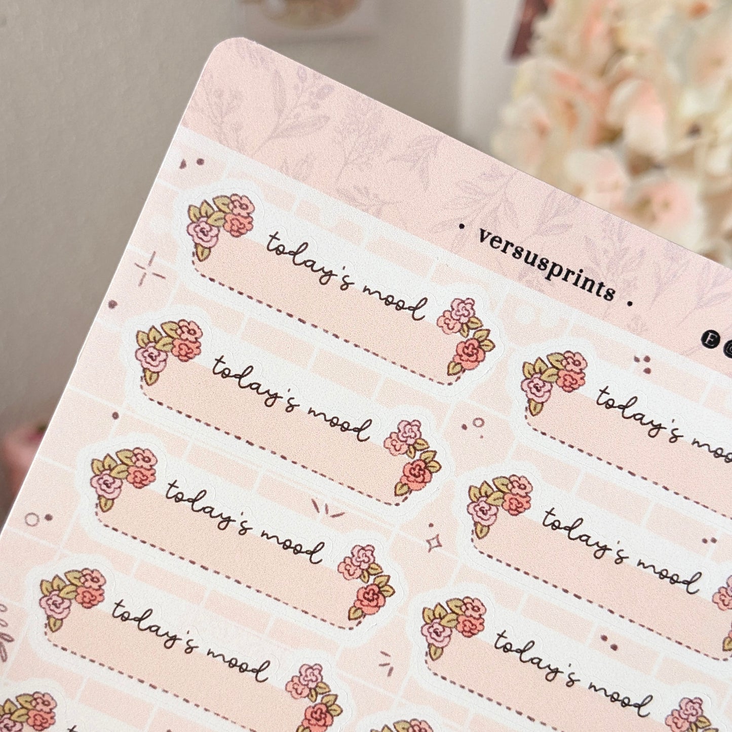 Today's Mood Stickers, Set of 14, Floral Cute Journal Daily Trackers