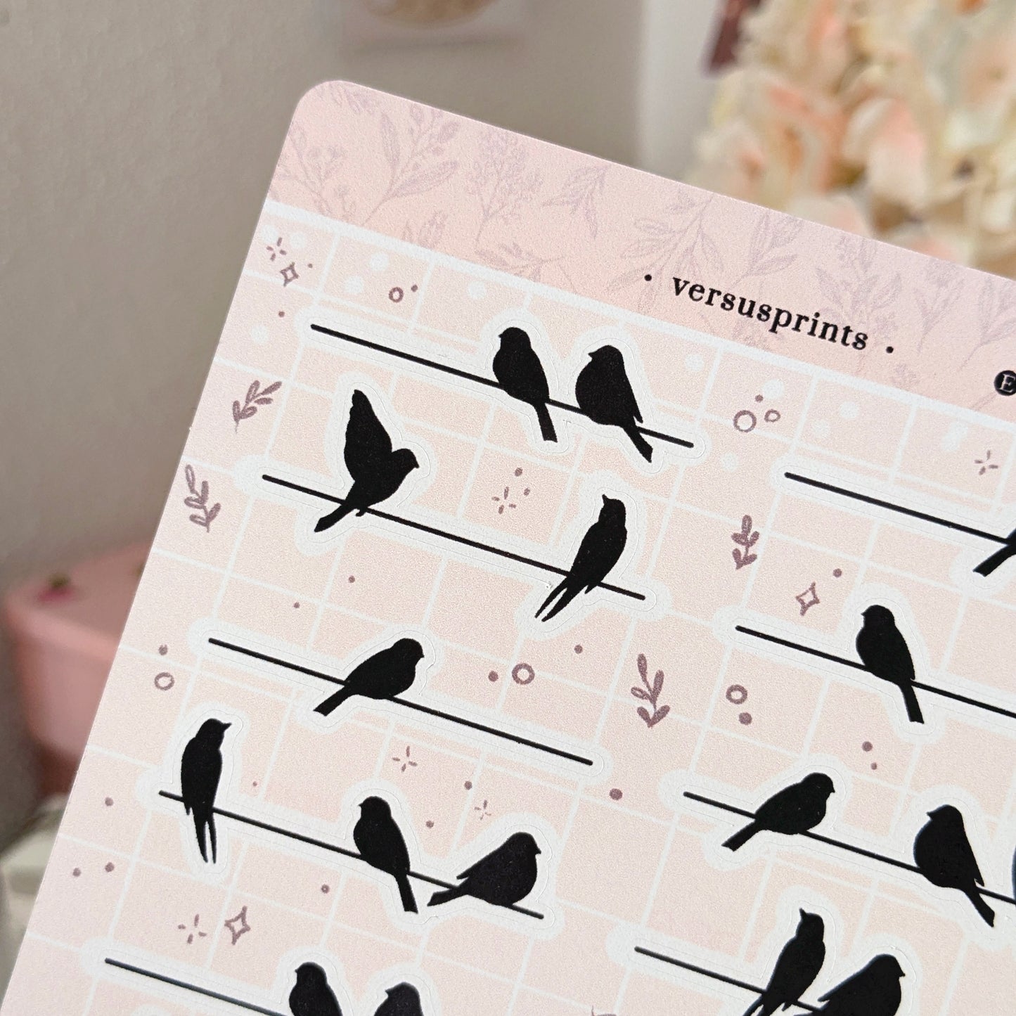 Planner Stickers, Birds on Wires, Decorative Minimal Journaling Stickers, Set of 16