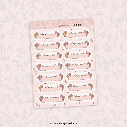 Today's Mood Stickers, Set of 14, Floral Cute Journal Daily Trackers