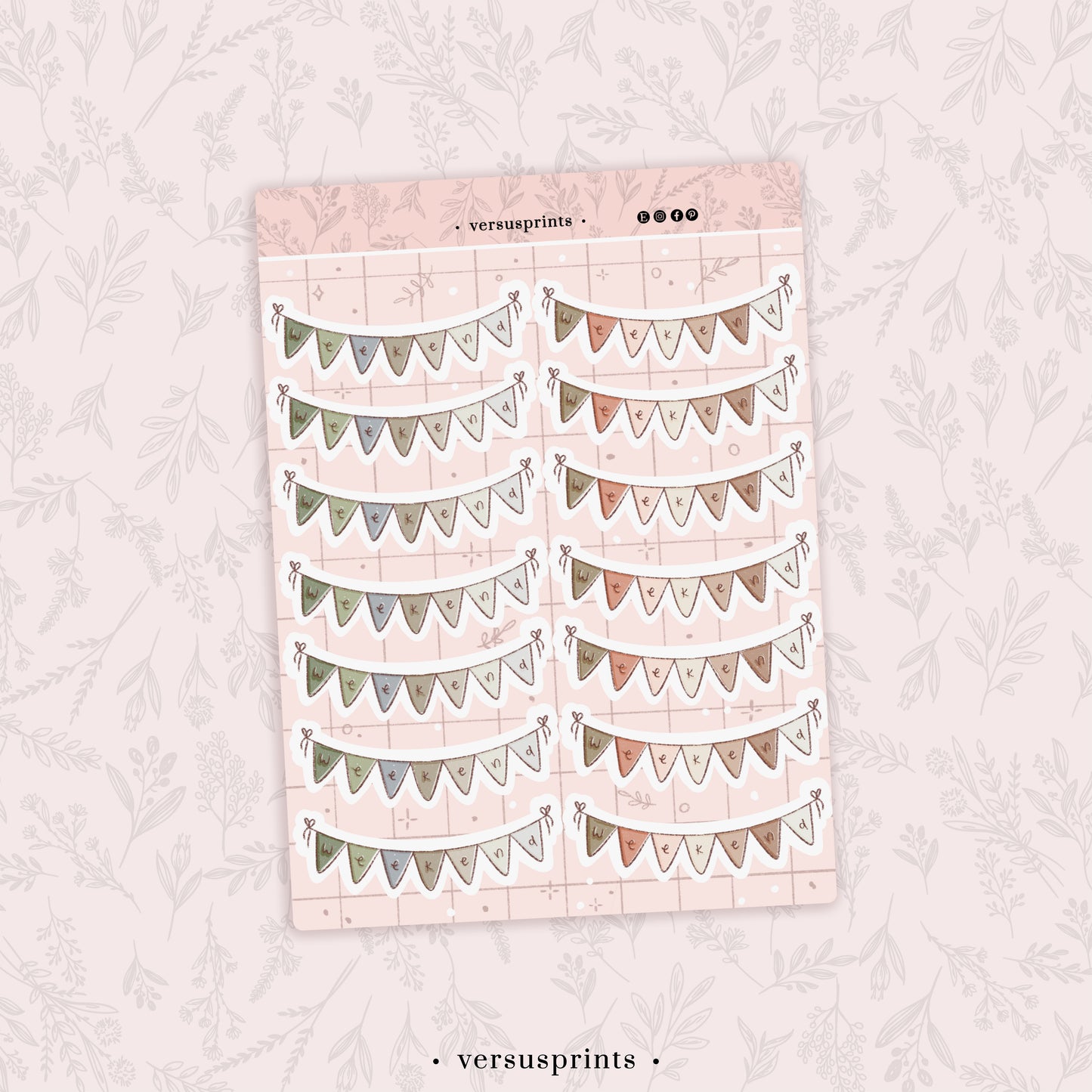 Weekend Banner Planner Stickers, Weekly Headers for Journaling for 14 Weeks, Earthy Tones