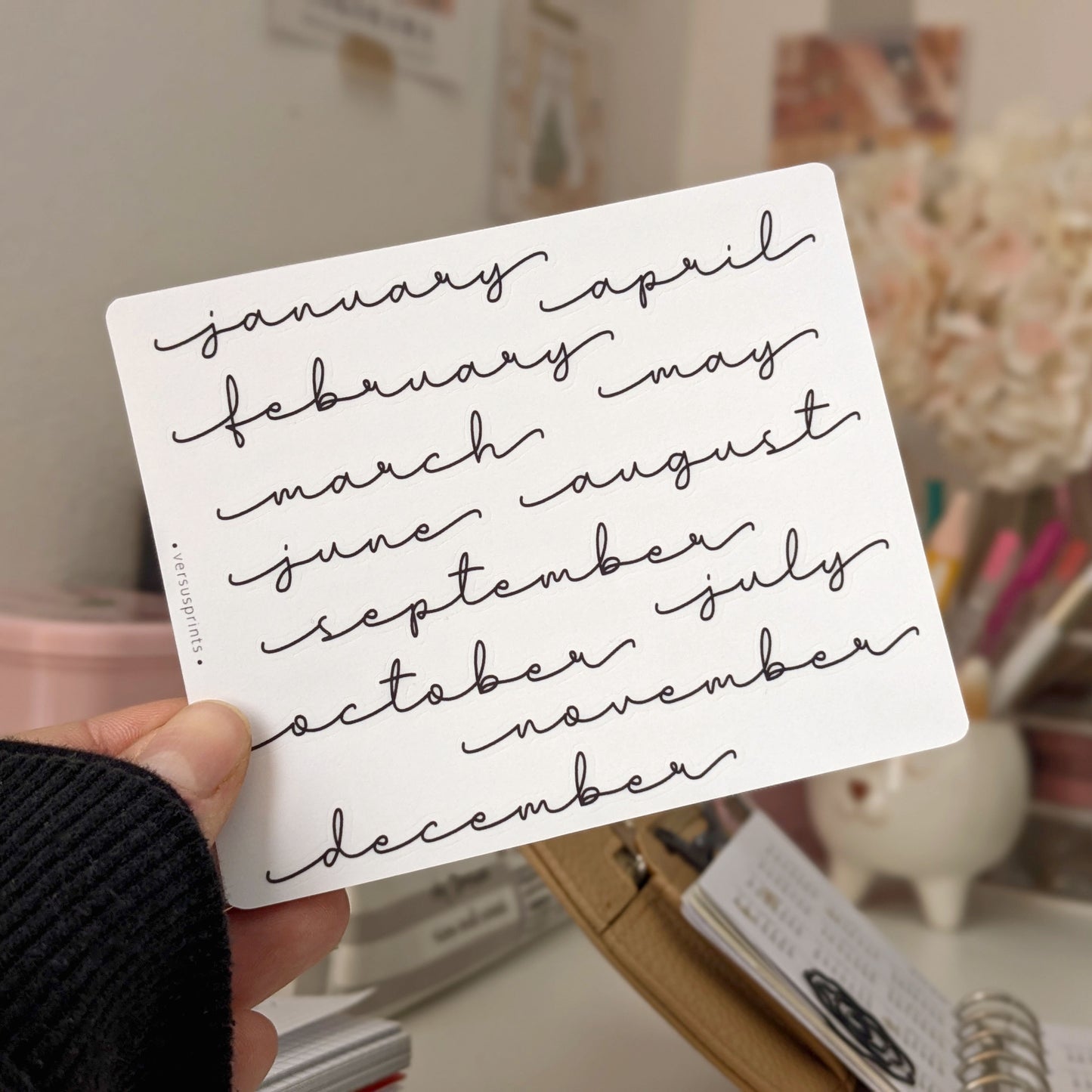 Clear Monthly Stickers for Journals and Planners, Script Text