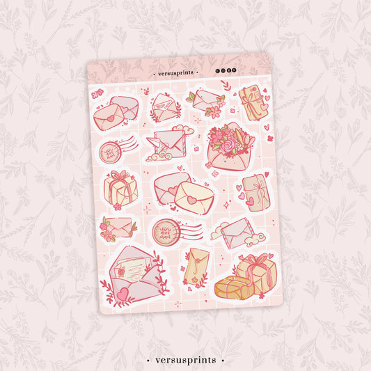 Valentine's Day Floral Envelope Sticker Sheet
