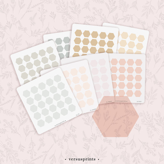 Clear Hexagon Stickers, 8 Colors