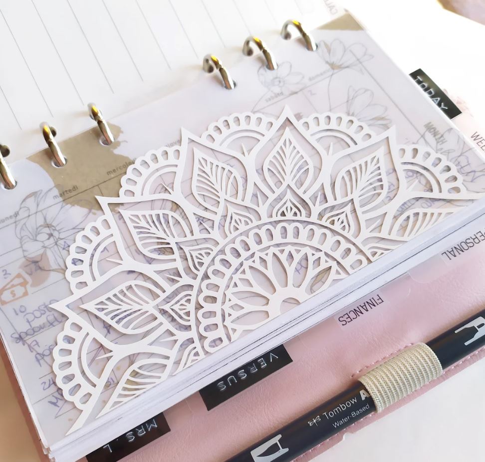 Clear PVC Planner Dashboard with Matt White Mandala