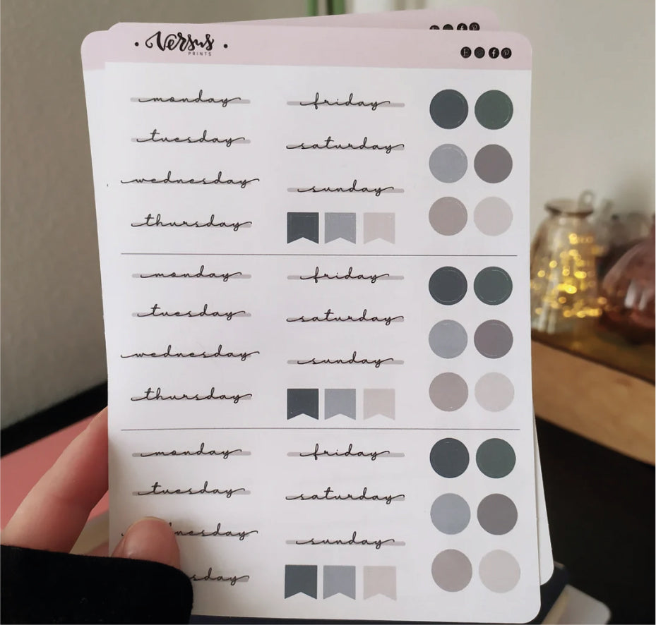 Weekly Planner Stickers (3x), Flags and Dots