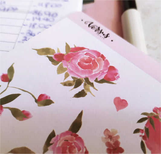 Sticker Rose Rosse Stile Acquerello