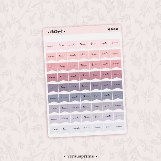 Weekly Stickers, Mini Schedule Functional Planner Stickers, 9 Weeks, Pink Color Palette, Minimal Journaling Stickers