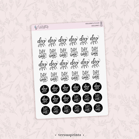 Day Off Planner Sticker Sheet, Black